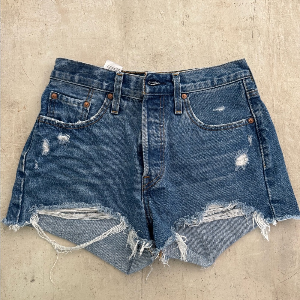 Levi's Blue Distressed Jean Shorts